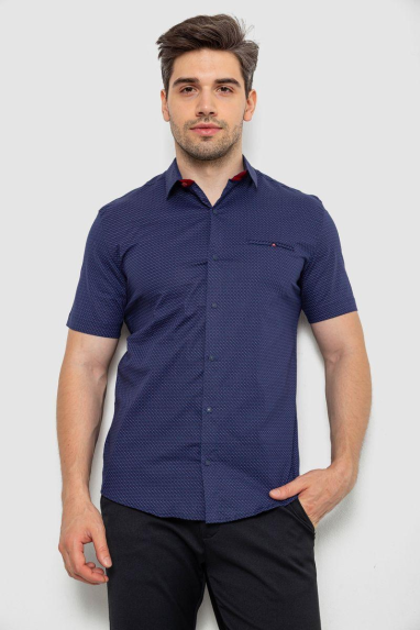 Сорочка чоловіча з принтом, колір синій, 214R7143 XL, 50, XL