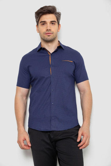 Сорочка чоловіча з принтом, колір синій, 214R7140 XXL, 52, XXL