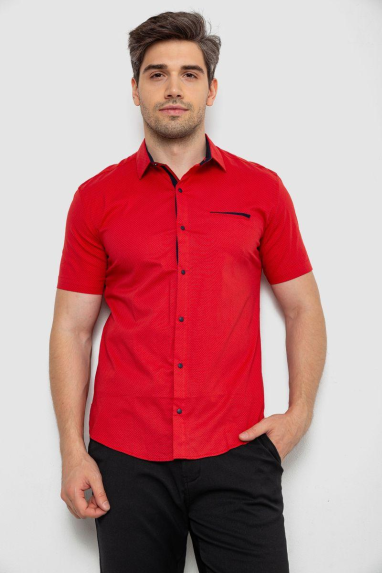 Сорочка чоловіча з принтом, колір червоний, 214R7140 XXL, 52, XXL