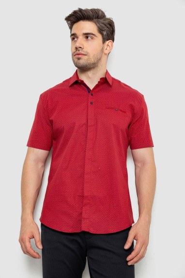 Сорочка чоловіча з принтом, колір бордовий, 214R7130 XL, 50, XL