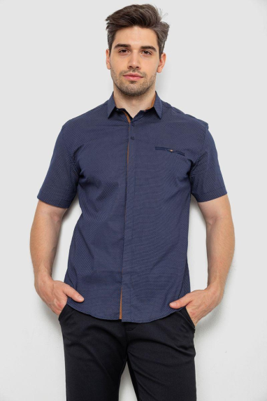 Сорочка чоловіча з принтом, колір синій, 214R7130-1 XL, 50, XL