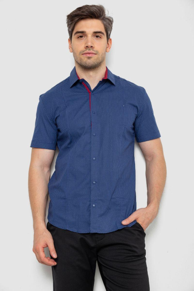 Сорочка чоловіча з принтом, колір синій, 214R7129 XXL