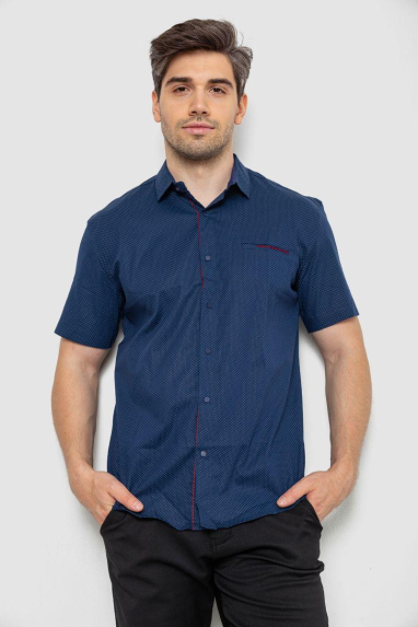 Сорочка чоловіча з принтом, колір синій, 214R7128 XXL, 52, XXL