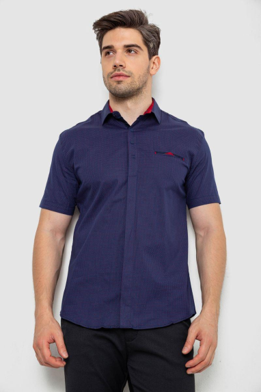 Сорочка чоловіча з принтом, колір синій, 214R7125 XXL, 52, XXL