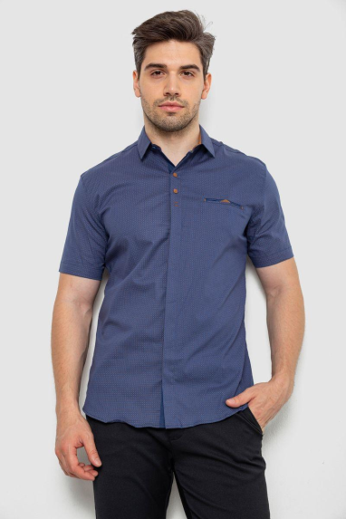 Сорочка чоловіча з принтом, колір джинс, 214R7125 XL, 50, XL