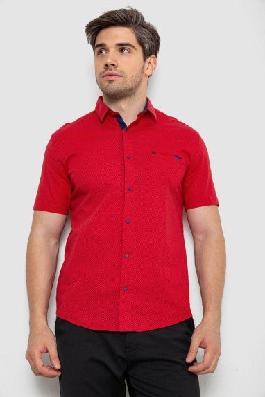Сорочка чоловіча з принтом, колір червоний, 214R7124 XXL, 52, XXL