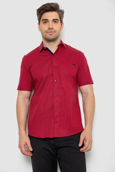 Сорочка чоловіча з принтом, колір бордовий, 214R7124 XL, 50, XL