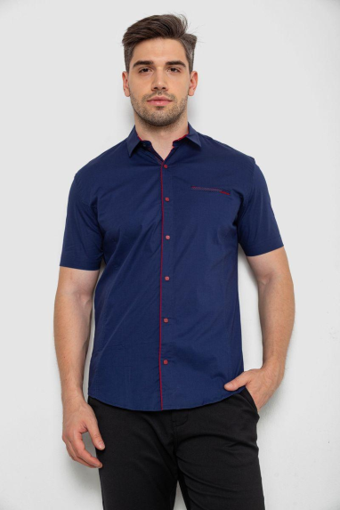 Сорочка чоловіча однотонна, колір синій, 214R7119 5XL, 58, 5XL