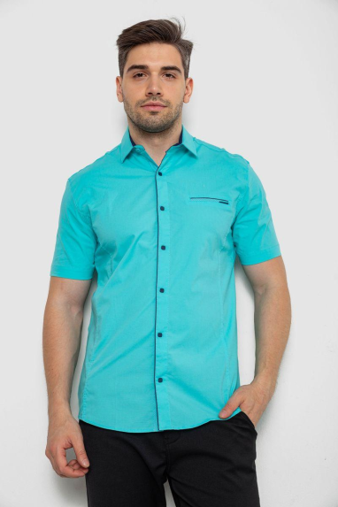 Сорочка чоловіча однотонна, колір бірюзовий, 214R7119-1 XL, 50, XL