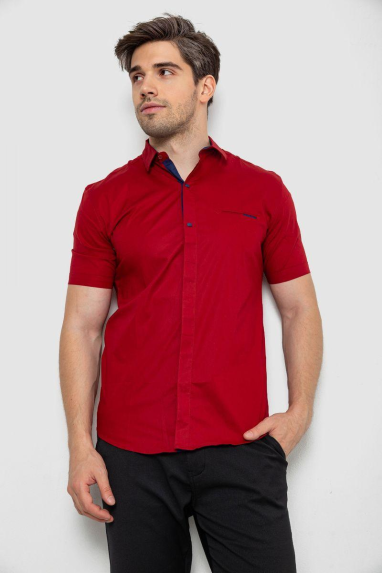 Сорочка чоловіча однотонна, колір бордовий, 214R7118 XXL, 52, XXL