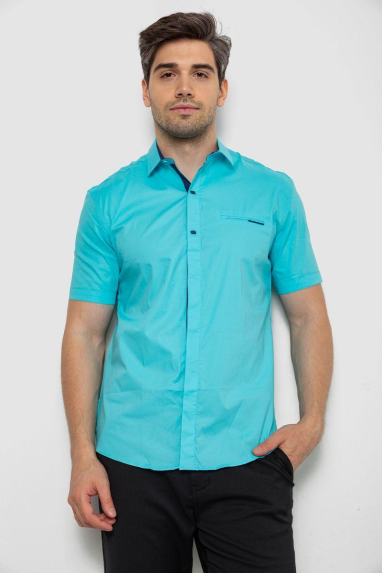 Сорочка чоловіча однотонна, колір бірюзовий, 214R7118 5XL, 58, 5XL