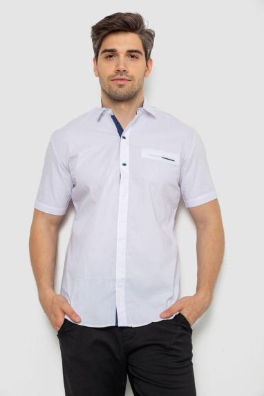Сорочка чоловіча однотонна, колір білий, 214R7118 XXXL, 54, XXXL