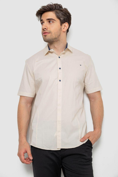 Сорочка чоловіча однотонна, колір бежевий, 214R7117 6XL, 60, 6XL