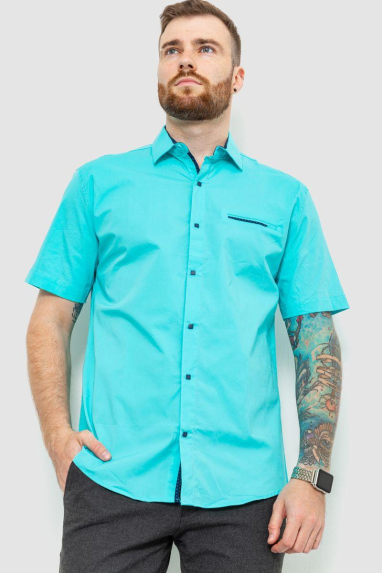 Сорочка чоловіча класична, колір бірюзовий, 214R7115 XXXL, 54, XXXL