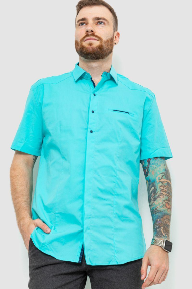 Сорочка чоловіча, колір бірюзовий, 214R7113 XXXL, 54, XXXL
