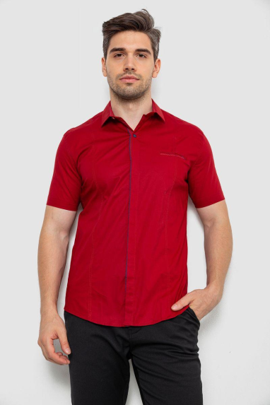 Сорочка чоловіча однотонна класична, колір бордовий, 214R7108 XL