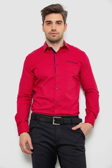Сорочка чоловіча з принтом, колір червоний, 214R7094-1 XL, 50, XL