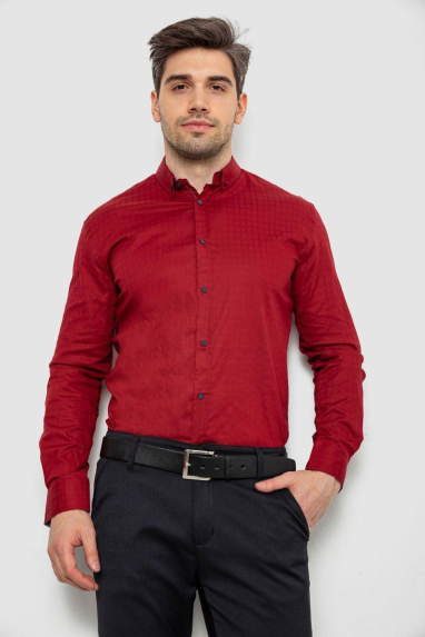 Сорочка чоловіча однотонна, колір бордовий, 214R7076 XL, 50, XL