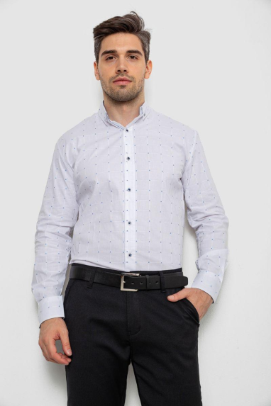 Сорочка чоловіча з принтом, колір білий, 214R7074 XXL, 52, XXL