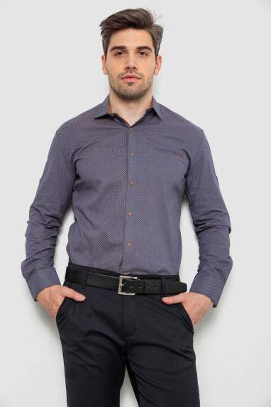 Сорочка чоловіча з принтом, колір синій, 214R7044 5XL, 58, 5XL