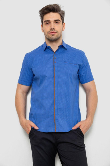 Сорочка чоловіча з принтом, колір електрик, 214R7028 XXL, 52, XXL