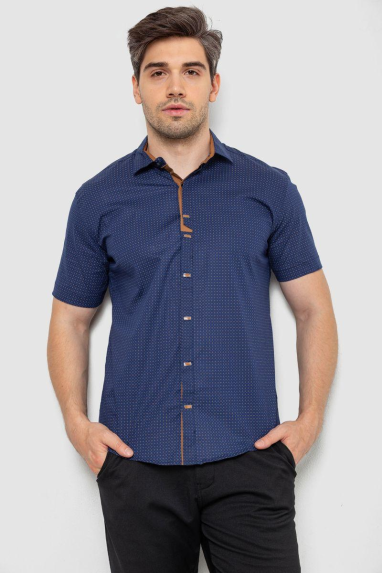 Сорочка чоловіча з принтом, колір синій, 214R7021 XL, 50, XL