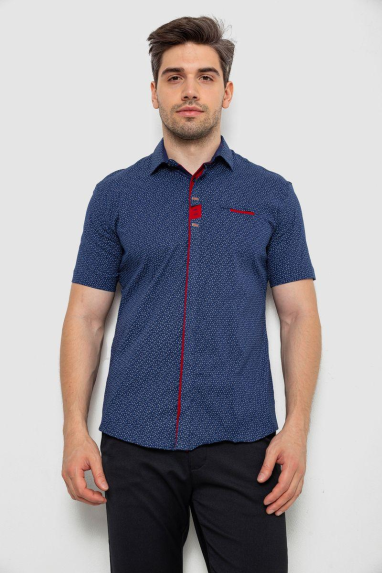 Сорочка чоловіча з принтом, колір синій, 214R7018 XL, 50, XL