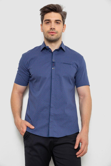 Сорочка чоловіча з принтом, колір джинс, 214R7018 XL, 50, XL