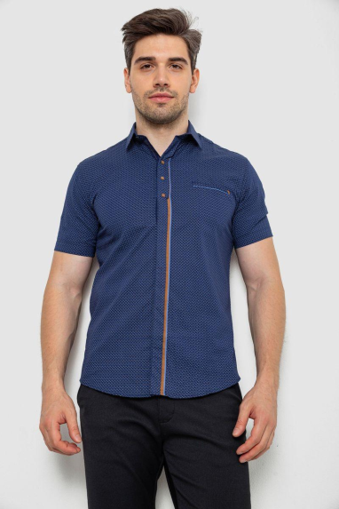 Сорочка чоловіча з принтом, колір синій, 214R7017 XL, 50, XL