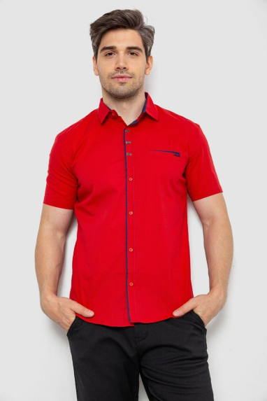 Сорочка чоловіча з принтом, колір червоний, 214R7016 XL, 50, XL