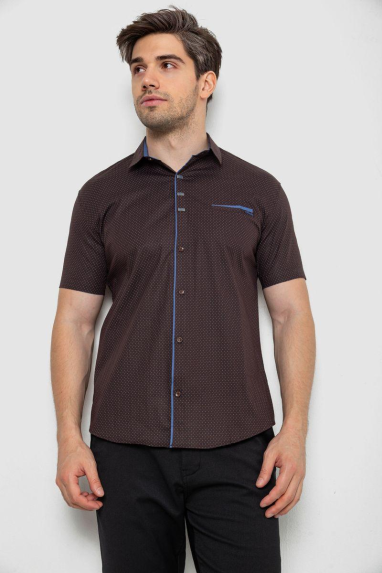 Сорочка чоловіча з принтом, колір коричневий, 214R7016 XXL, 52, XXL