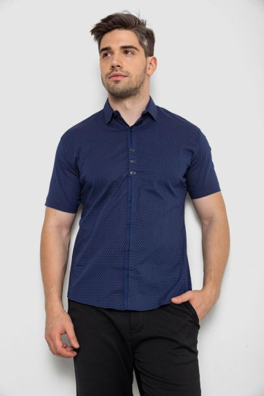 Сорочка чоловіча з принтом, колір синій, 214R7014 XXL