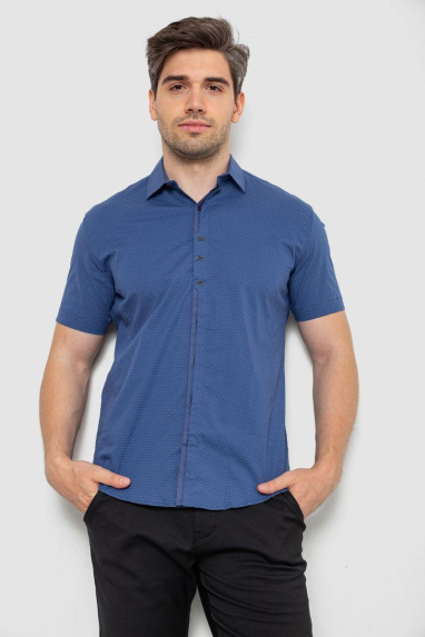 Сорочка чоловіча з принтом, колір джинс, 214R7014 XXL, 52, XXL