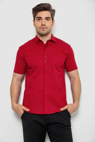 Сорочка чоловіча з принтом, колір бордовий, 214R7014 XXL, 52, XXL