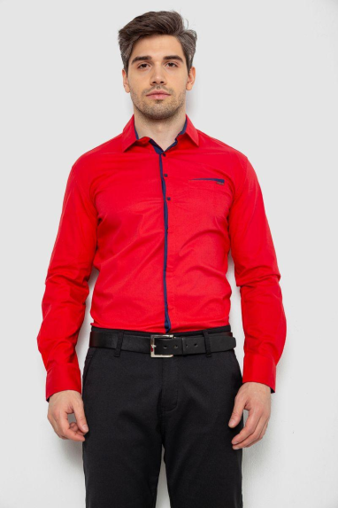 Сорочка чоловіча з довгим рукавом, колір червоний, 214R7009 6XL, 60, 6XL