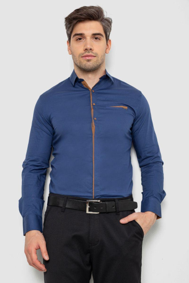 Сорочка чоловіча, колір синій, 214R7009-1 XL, 50, XL