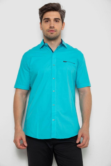 Сорочка чоловіча, колір бірюзовий, 214R7008-1 5XL, 58, 5XL