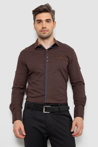 Сорочка чоловіча, колір коричневий, 214R7004 XXL