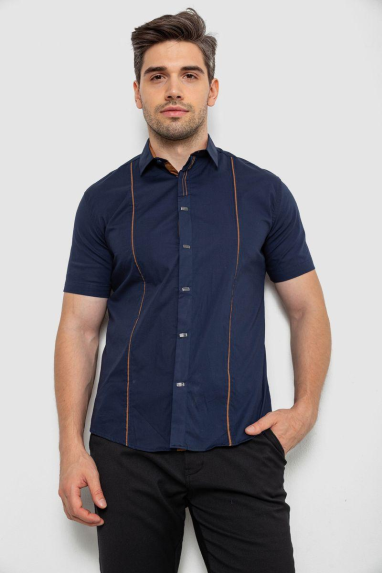 Сорочка чоловіча однотонна, колір темно-синій, 214R7003-5 XL, 50, XL