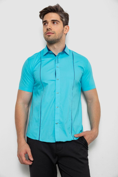 Сорочка чоловіча однотонна, колір блакитний, 214R7003-5 XXL, 52, XXL