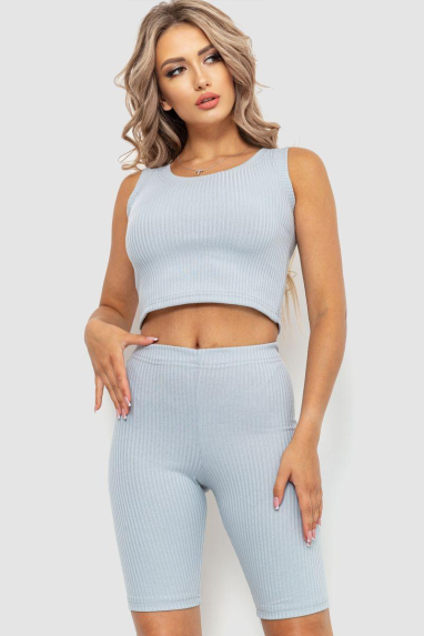 Костюм жіночий в рубчик повсякденний, колір сірий, 214R700 42, XS, XS