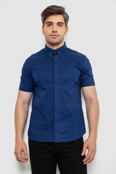 Сорочка чоловіча однотонна, колір синій, 214R6917 XL, 50, XL