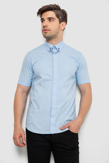 Сорочка чоловіча однотонна, колір блакитний, 214R6917 XXL, 52, XXL