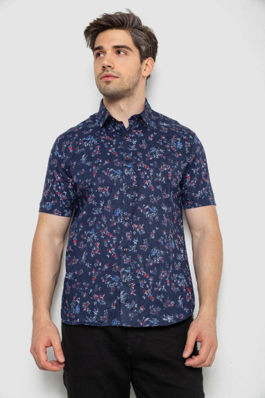 Сорочка чоловіча з принтом, колір темно-синій, 214R6917-91 6XL, 60, 6XL
