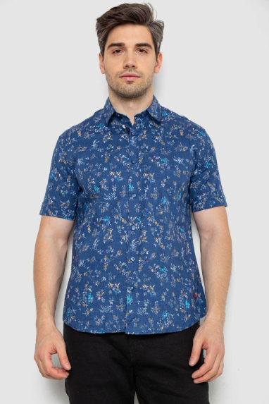 Сорочка чоловіча з принтом, колір джинс, 214R6917-91 7XL, 62, 7XL