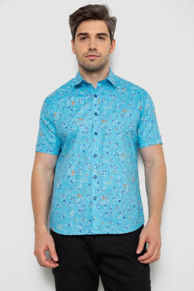 Сорочка чоловіча з принтом, колір блакитний, 214R6917-91 6XL, 60, 6XL