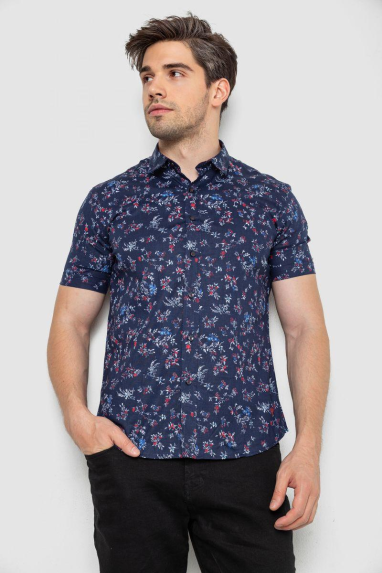 Сорочка чоловіча з принтом, колір темно-синій, 214R6917-9 XL