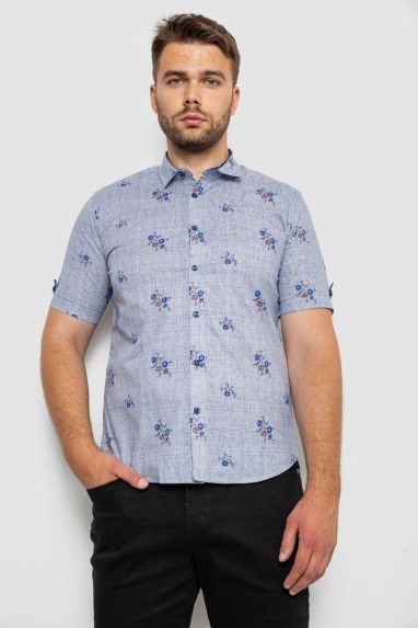 Сорочка чоловіча з принтом, колір синій, 214R6917-88 5XL, 58, 5XL