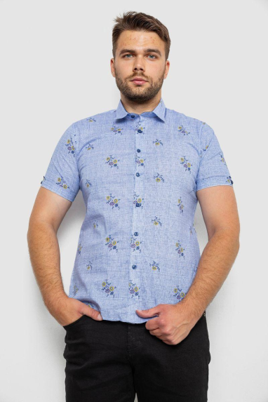 Сорочка чоловіча з принтом, колір блакитний, 214R6917-88 7XL, 62, 7XL