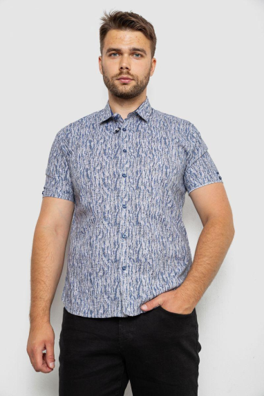 Сорочка чоловіча з принтом, колір синій, 214R6917-8 7XL, 7XL, 7XL